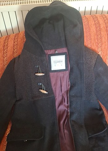 Pull and Bear Pull Bear Dugmeli Kapisonlu Cepli Yurtmacli Midi Kadin Kaban