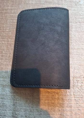 Siyah Hakiki Deri Minimalist Pasaport kabı Cüzdan - Görsel 4