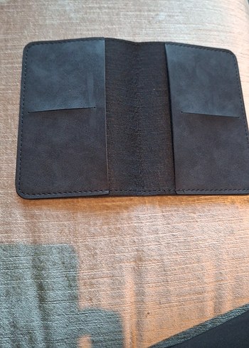 Siyah Hakiki Deri Minimalist Pasaport kabı Cüzdan - Görsel 3