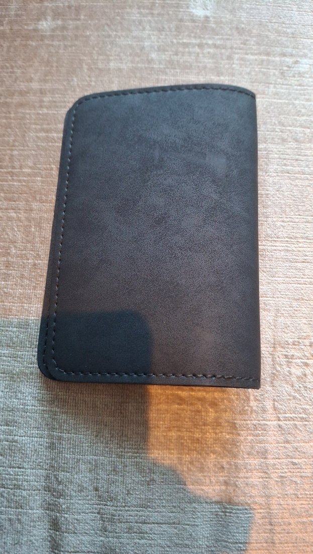 Siyah Hakiki Deri Minimalist Pasaport kabı Cüzdan - Görsel 4