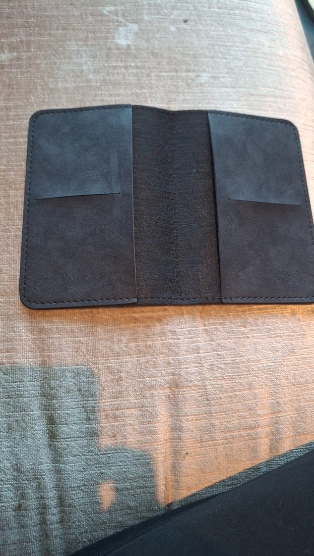 Siyah Hakiki Deri Minimalist Pasaport kabı Cüzdan - Görsel 3