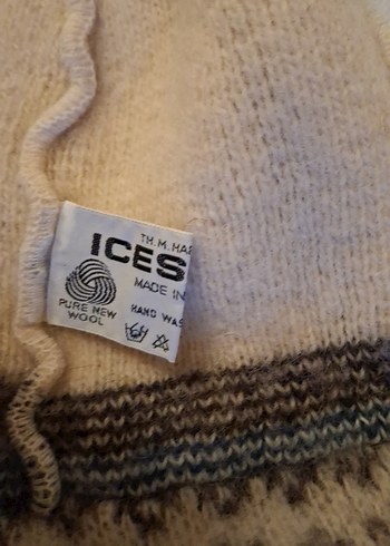 İCWSHEEP  WOOL Bej Gri Örgü Kadın Bere unısex - Görsel 5