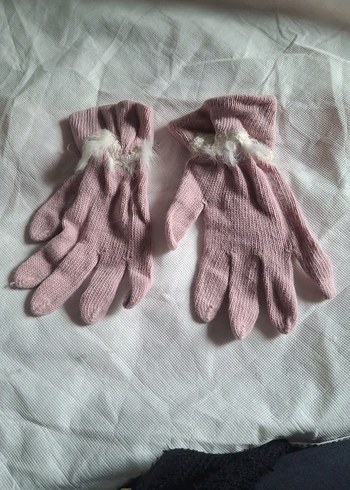 Pembe Örgü Kız Eldivenleri - Görsel 2