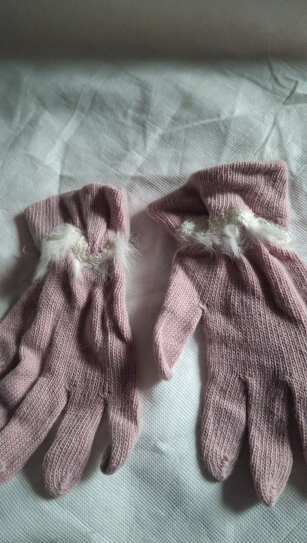 Pembe Örgü Kız Eldivenleri - Görsel 3