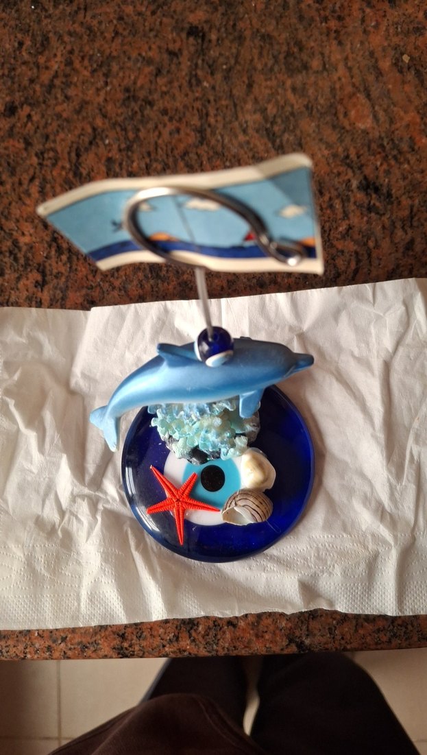 Mavi Yunus ve Deniz Kabukları Nazar boncuklu kagıtlık - Görsel 3