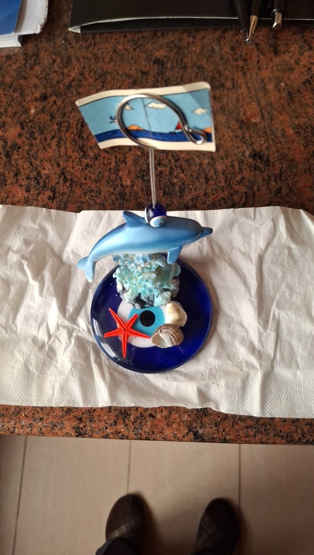 Mavi Yunus ve Deniz Kabukları Nazar boncuklu kagıtlık - Görsel 2