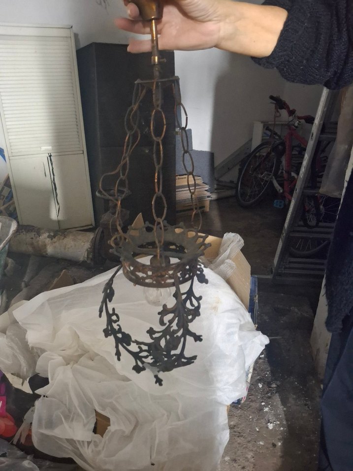 Cam etrafı Bakır renkli Metal yapraklı Avize. - Görsel 3