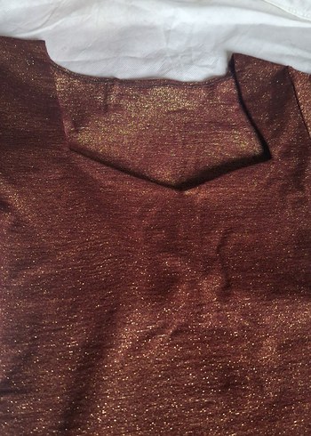 Kahverengi Parlak.Darı doreli.Yarım Kollu Bluz - Görsel 5