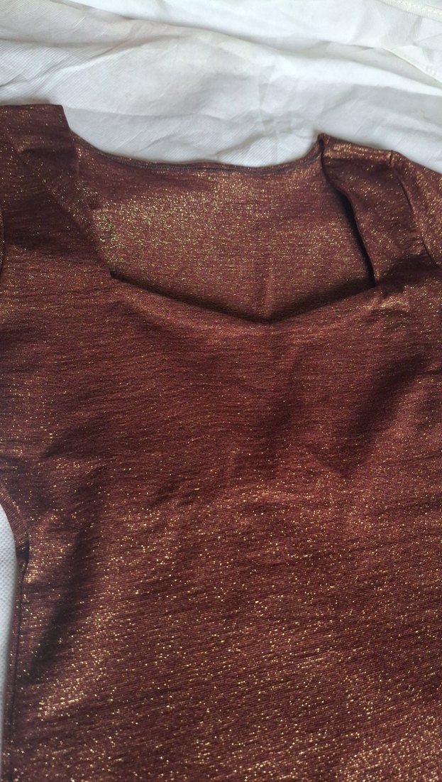 Kahverengi Parlak.Darı doreli.Yarım Kollu Bluz - Görsel 3
