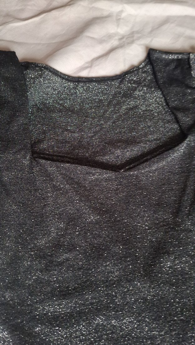 Parlak lame Siyah Kadın Bluz, Kısa Kollu - Görsel 5