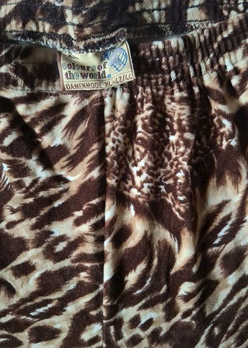 Kahverengili.Leopar Kadıfe Bohem Kadın Eşofman altı - Görsel 2