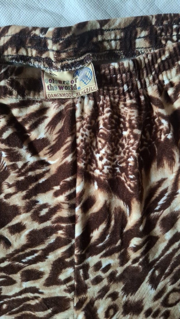 Kahverengili.Leopar Kadıfe Bohem Kadın Eşofman altı - Görsel 2