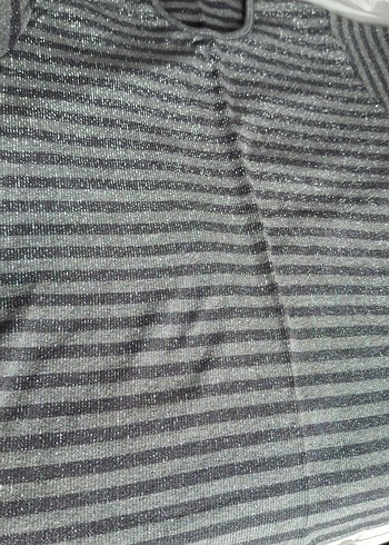 Gri Çizgili,Lame simli çok şık Kadın Triko - Görsel 2