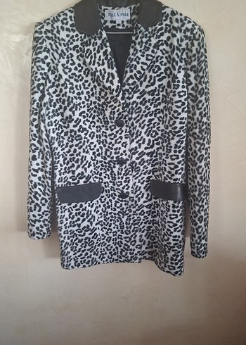 Zara Leopar Desenli Siyah Beyaz Blazer Ceket