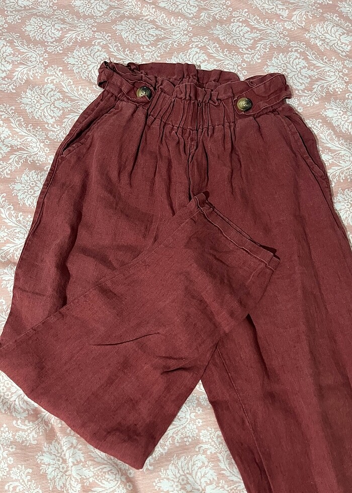 Bordo renkli kumaş pantolon m beden - Görsel 2