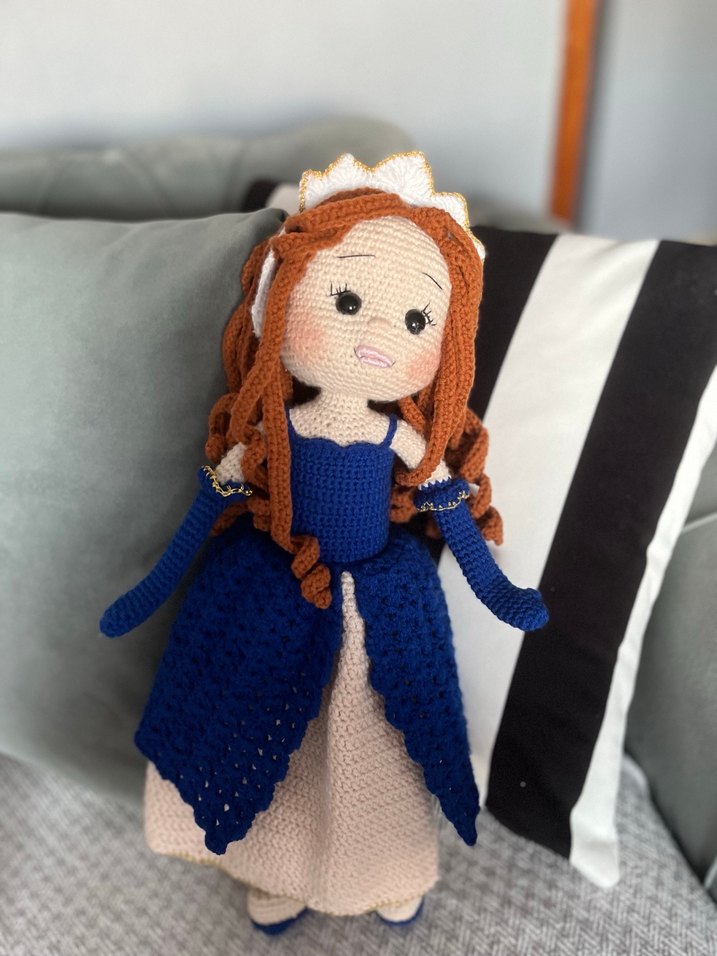 Mavi Renkli El Örgüsü Bebek - Görsel 4