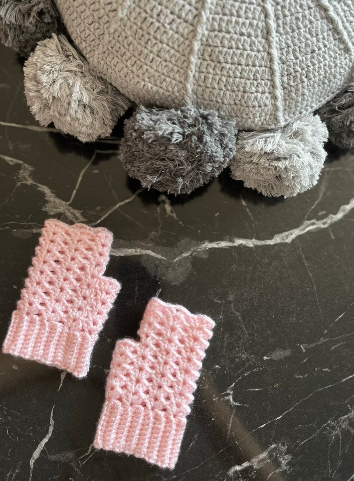 Krem Dantel Detaylı Bohem Örgü Eldiven - Görsel 5