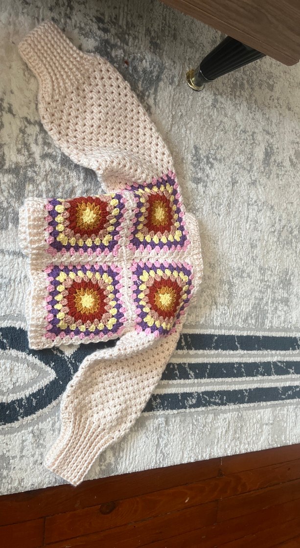 Bohem Desenli Çok Renkli Kız Örgü Hırka - Görsel 2