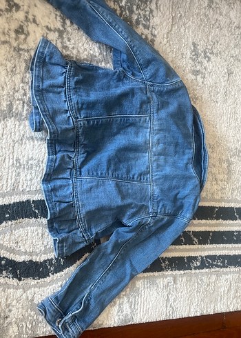 Kız Çocuk Mavi Denim Düğmeli Ceket - Görsel 2