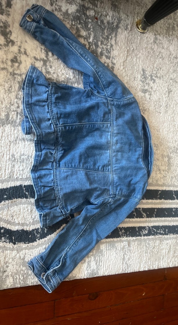 Kız Çocuk Mavi Denim Düğmeli Ceket - Görsel 2