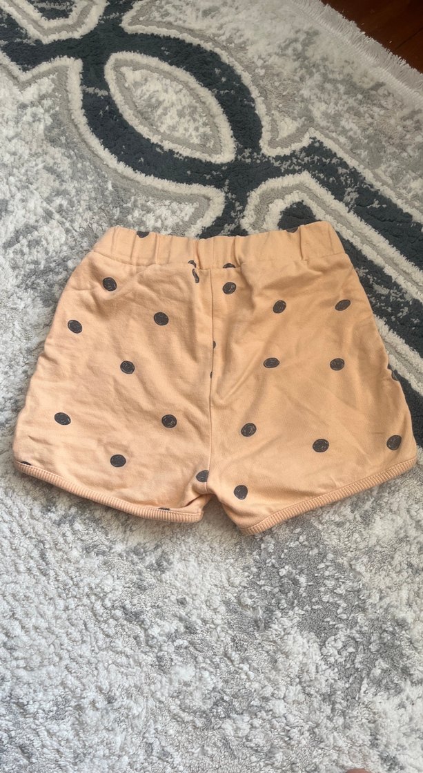 Kız Çocuk Pastel Kahverengi Puantiyeli Şort - Görsel 2