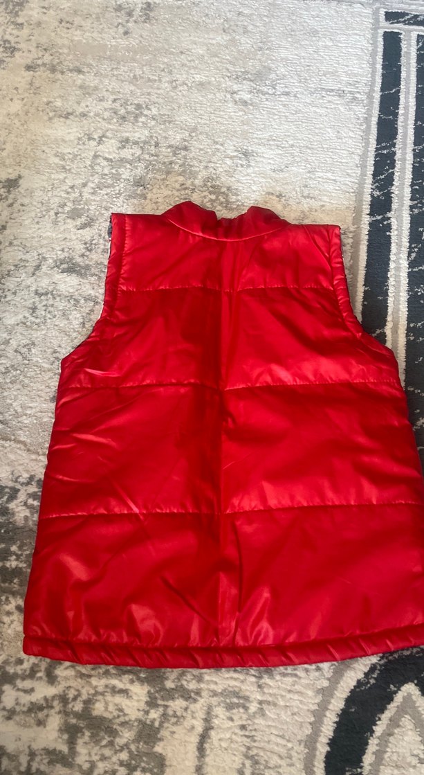 Kırmızı Parlak Fermuarlı Erkek Yelek - Görsel 2