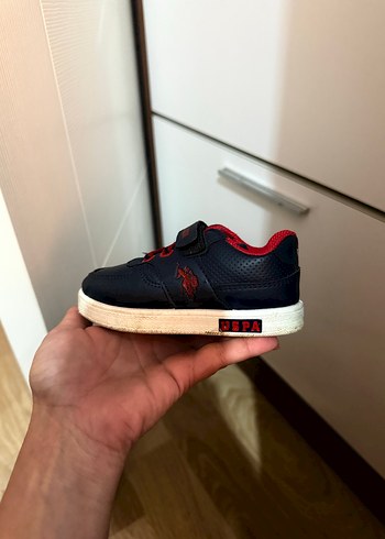 Erkek Çocuk Kırmızı Siyah Cırtlı Us Polo Spor Ayakkabı