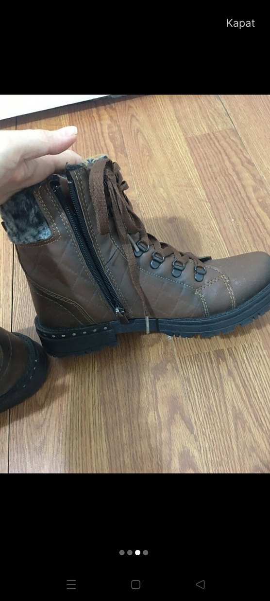 Kahverengi Kürklü Kadın Deri Dolgu Topuk Bot - Görsel 3