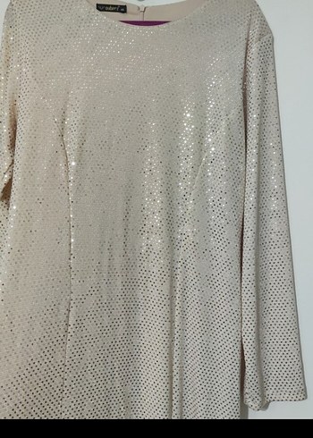 Uzun Kollu Drapeli Bej Abiye Elbise - Görsel 4