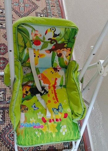 Renkli Desenli Yeşil Bebek salıncagı