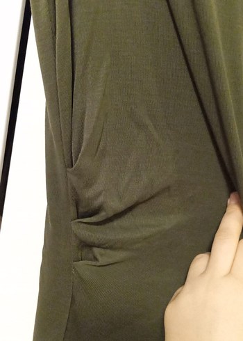 Drapeli Kolsuz Uzun Keten Elbise - Görsel 2