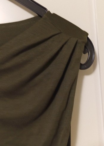 Drapeli Kolsuz Uzun Keten Elbise - Görsel 4