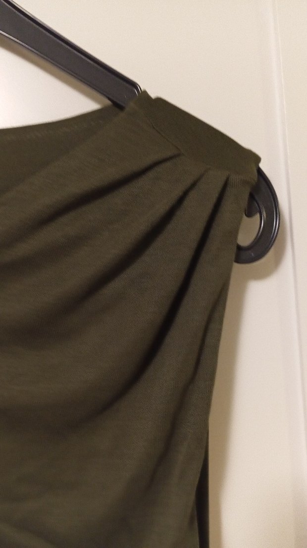 Drapeli Kolsuz Uzun Keten Elbise - Görsel 4