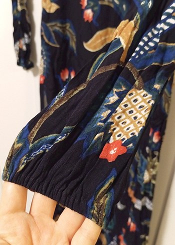 Çiçek Desenli Uzun Bohem Elbise - Görsel 4