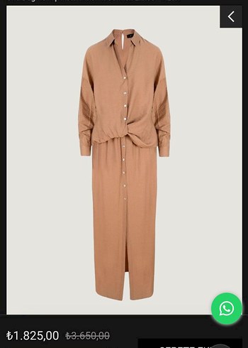 Bej Kadın Uzun Keten Elbise - Görsel 2