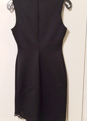 Dantel Detaylı Siyah Midi Elbise - Görsel 2