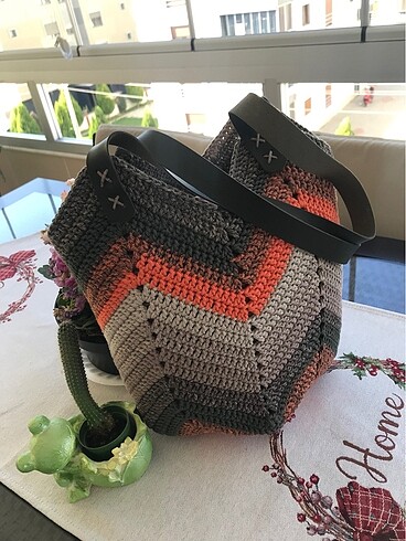 Diğer Pamuk makrome lale modeli çanta