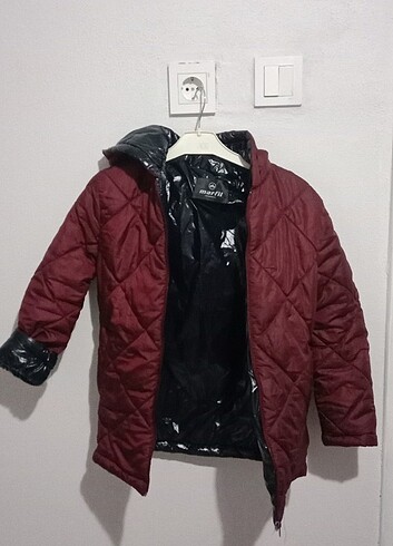 10 Yaş Beden bordo Renk Kışlık yağmurluk mont