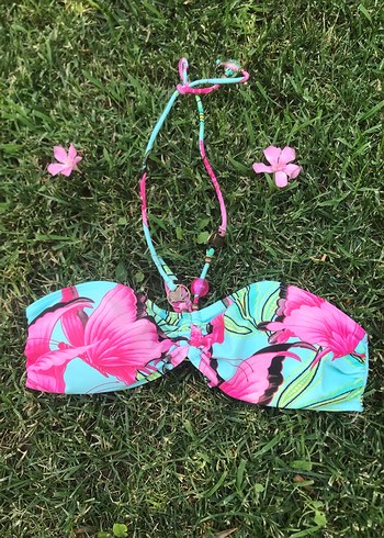 Çiçek Desenli Renkli Kadın Bikini Üstü