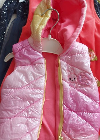 Kız Çocuk Pembe Fermuarlı Yelek - Görsel 2