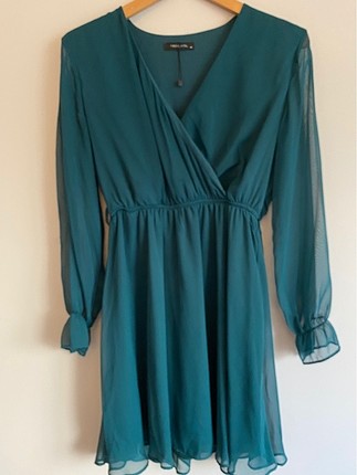 Zara Petrol yeşili elbise