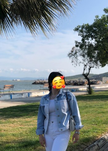 Trendyol & Milla Mavi Etnik Desenli Kadın Denim Ceket
