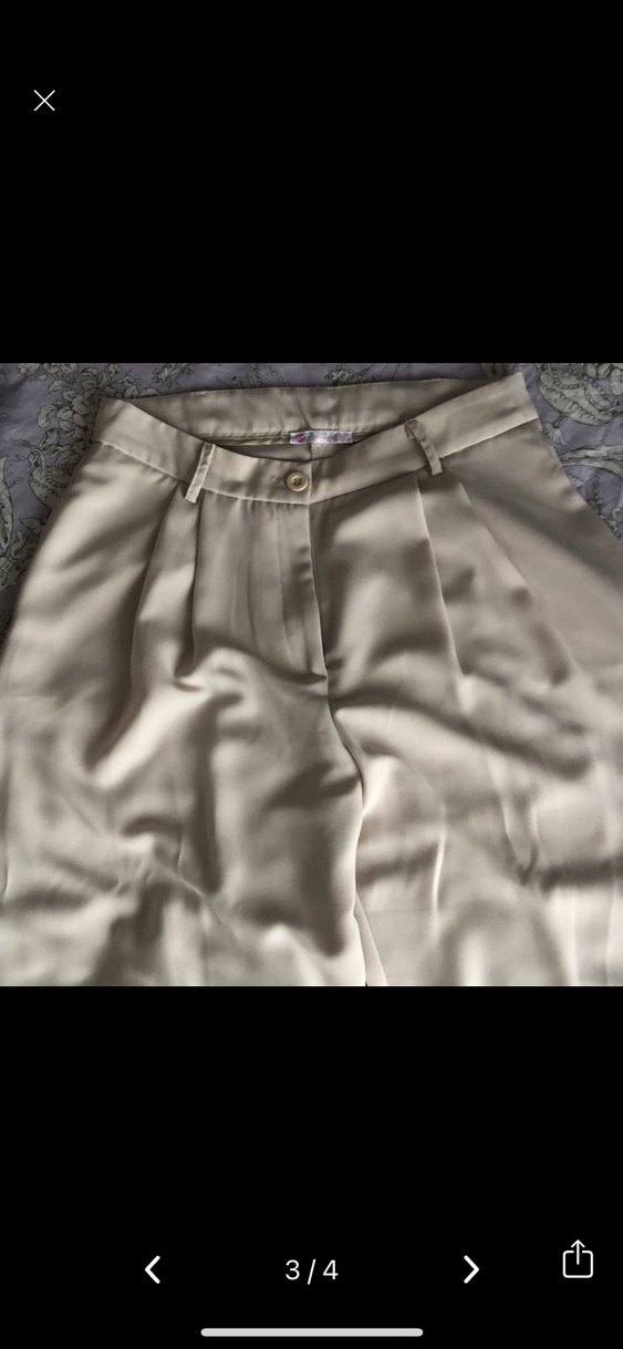 Bej Pileli Kadın Kumaş Pantolon - Görsel 2