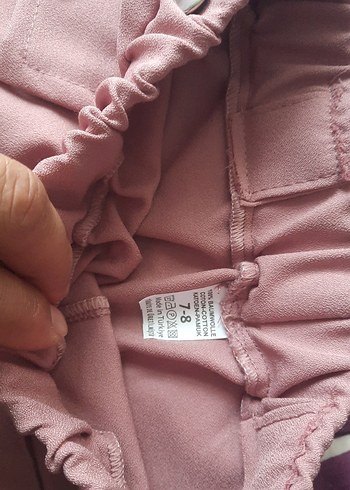 6 Yaş Beden pembe Renk Düğmeli Pembe Bohem Kız Eteği