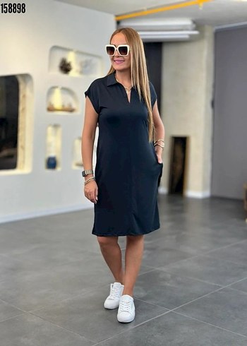 m Beden Kısa Kollu Geniş Kesim Haki Elbise