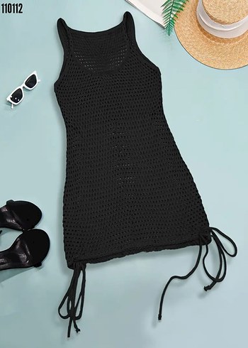 Siyah Dantelli Mini Plaj Elbisesi - Görsel 5