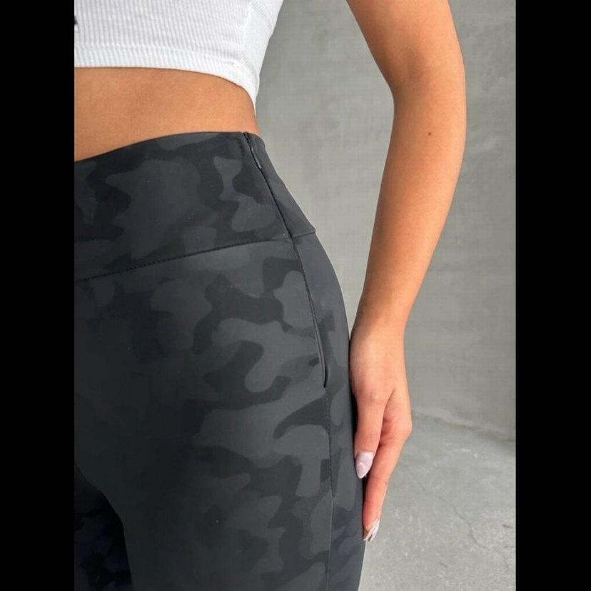 Gizli yan fermuarlı bulut desenli tayt siyah - Görsel 3