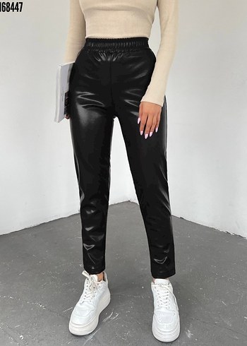 Kahverengi Deri Kadın Cigarette Pantolon - Görsel 5