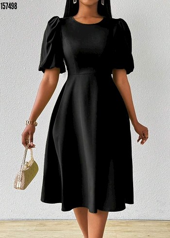 Klasik Kırmızı Piliseli Midi Elbise - Görsel 5