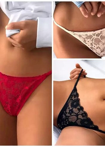 Diğer Nakışlı Beyaz Midi Sütyen 2 adet 3 lü tanga set